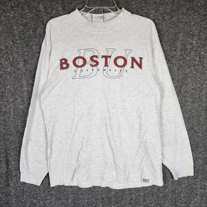 Boston University Long Sleeve T-Shirt Mens M Grey NCAA Gear For Sports EUC USA
